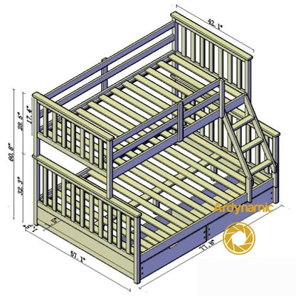 ARDYNAMIC Single Over Double Convertible Bunk Bed with Drawers