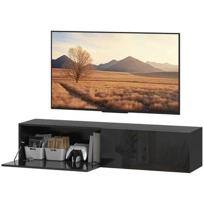 Hunter Floating TV Stand with Storage Cupboards for TVs up to 65 Inches-Black