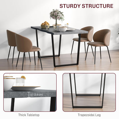 Ashton 63" Dining Table with Wave-edged Tabletop and Steel Legs-Cement Grey