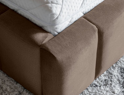 Lamica Upholstered LED Storage Platform Bed - Beige