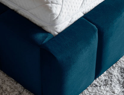 Lamica Upholstered LED Storage Platform Bed - Teal Blue