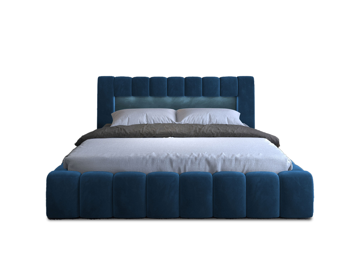 Lamica Upholstered LED Storage Platform Bed - Teal Blue