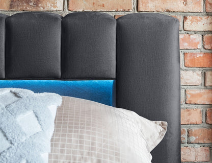 Lamica Upholstered LED Storage Platform Bed - Dark Grey