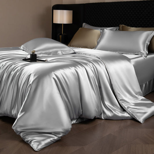 Lustre Luxe Elegant Duvet Set - Light Grey Silver