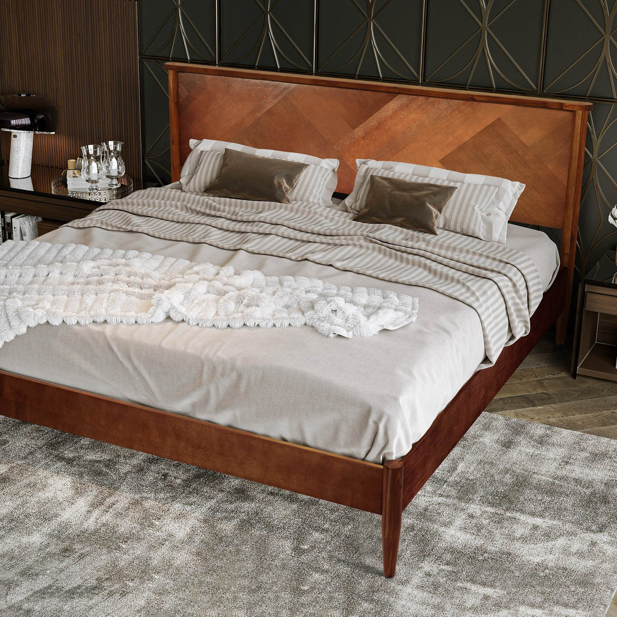 Panthera Platform Bed Frame With Headboard