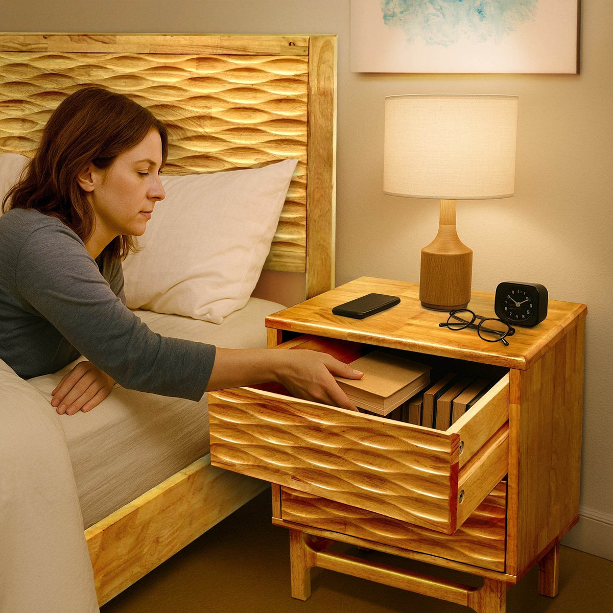 Elara Nightstand with 2 Drawers