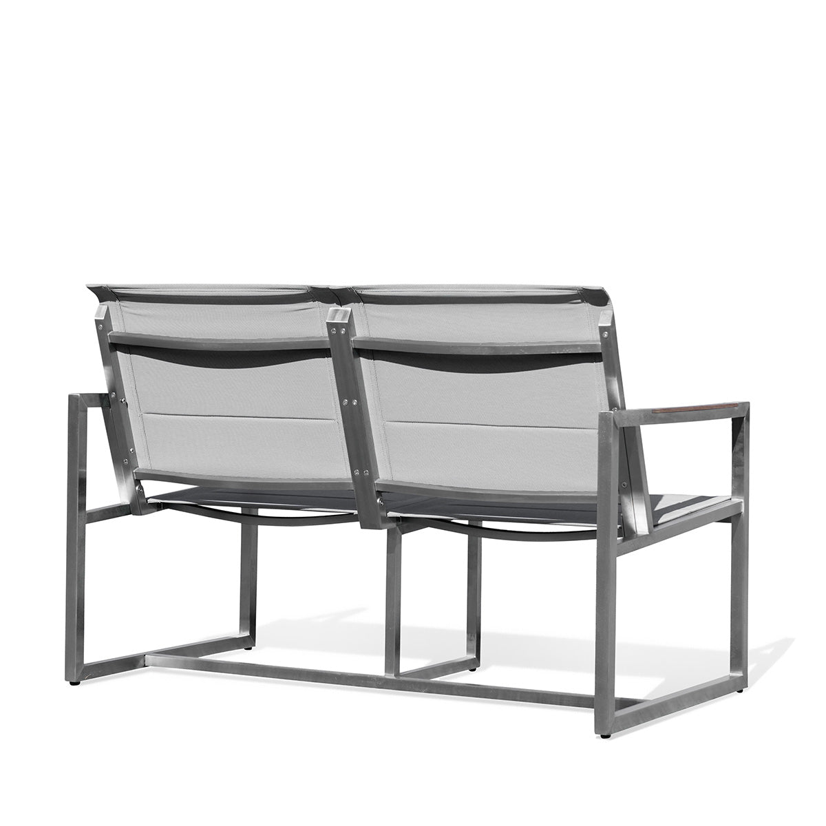 Pine Stainless Steel & Teak Outdoor Sling Loveseat