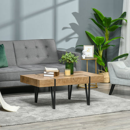 Clayton Rustic Coffee Table with Steel Hairpin Legs-Natural Wood