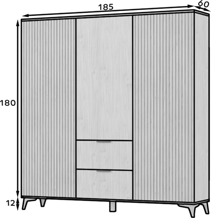 Entsian Oak Wood Paneled Free Standing Wardrobe - Artisan Oak