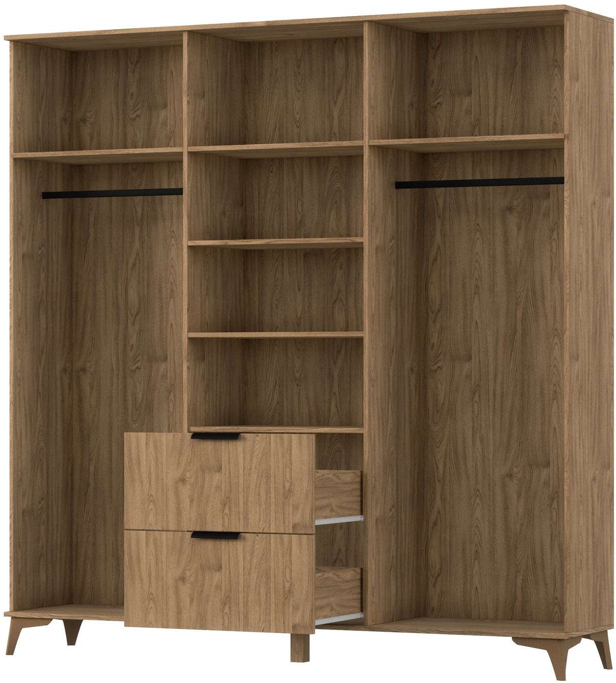 Entsian Oak Wood Paneled Free Standing Wardrobe - Artisan Oak