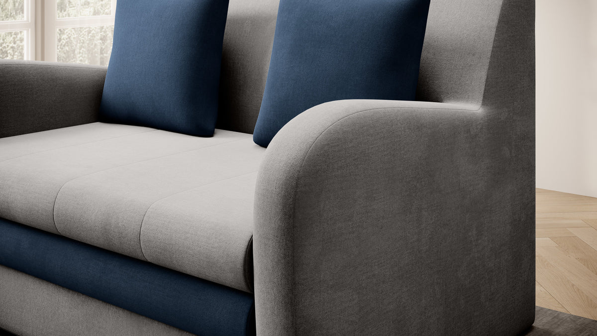 Ario Condo Style 2 Seater Storage Sleeper Sofa - Grey/Navy