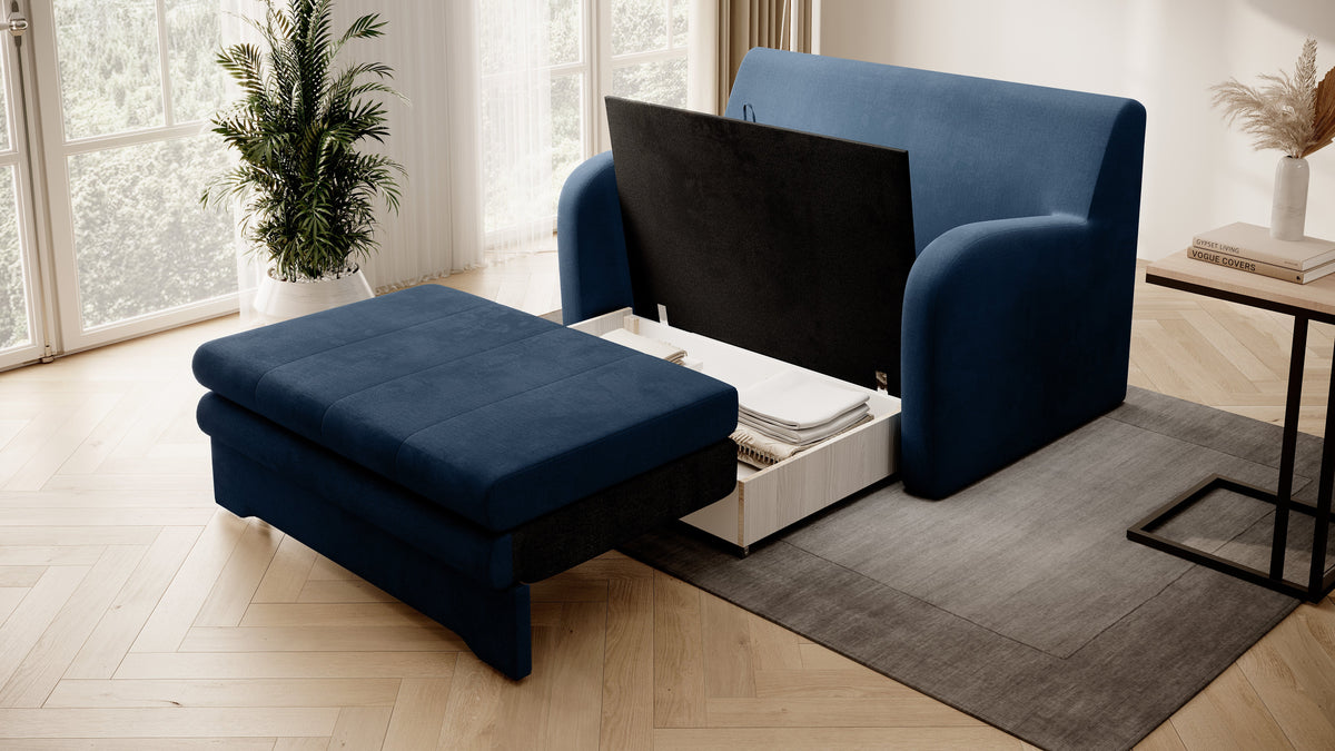 Ario Condo Style 2 Seater Storage Sleeper Sofa - Blue