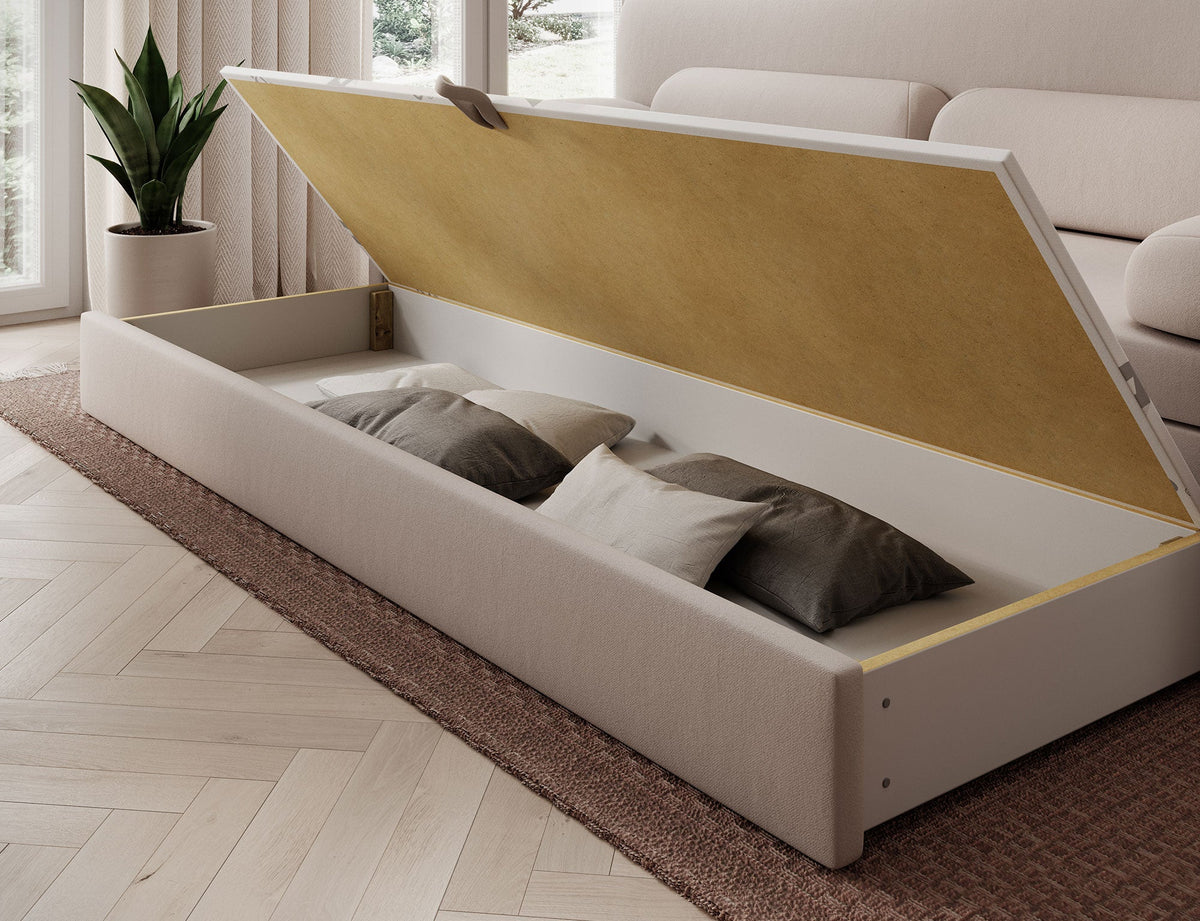 Elioss 3 Seater Storage Sleeper Sofa - Beige