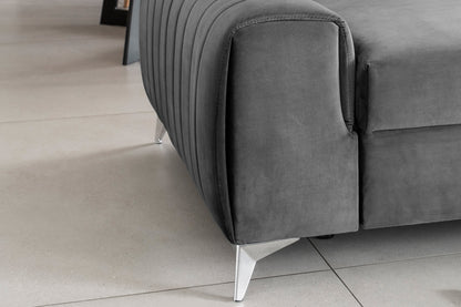 Laurence 3 Seater Velvet Sleeper Sofa - Light Grey