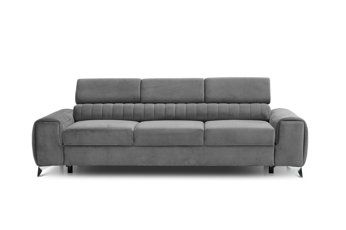 Laurence 3 Seater Velvet Sleeper Sofa - Light Grey