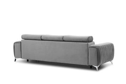 Laurence 3 Seater Velvet Sleeper Sofa - Light Grey