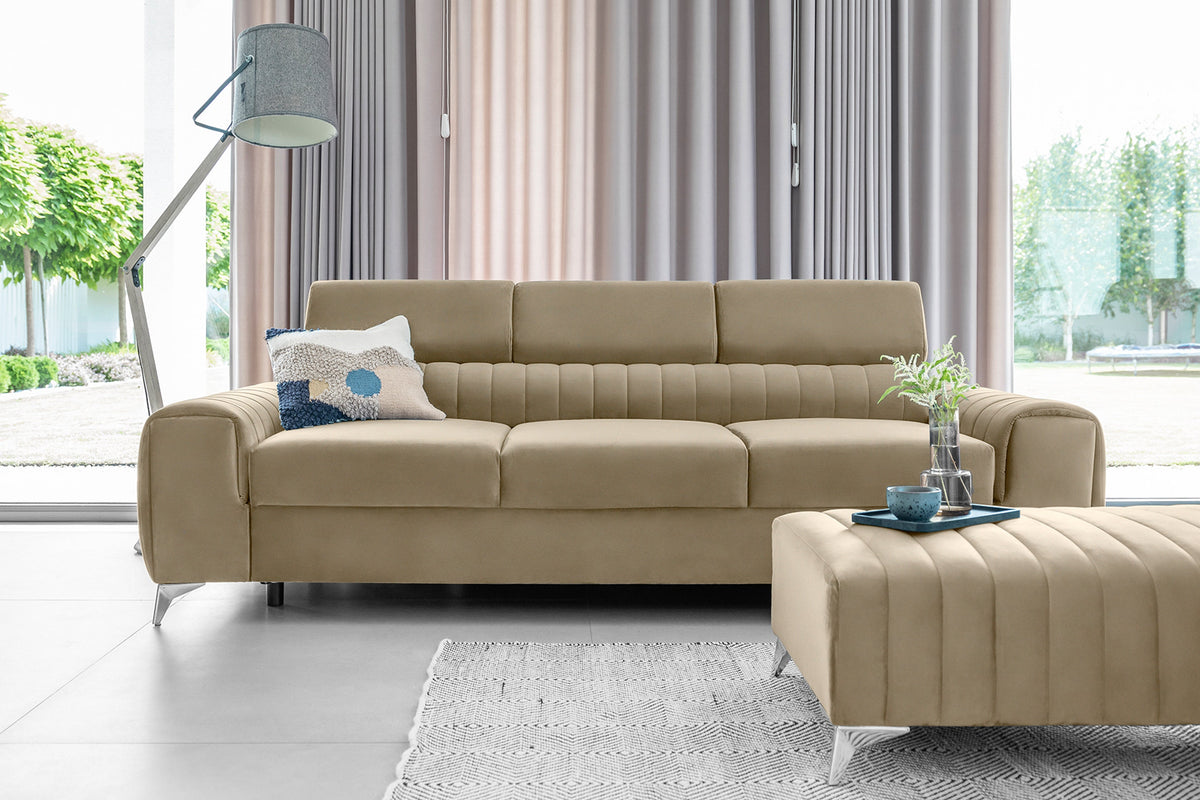 Laurence 3 Seater Velvet Sleeper Sofa - Beige