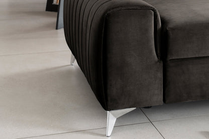 Laurence 3 Seater Velvet Sleeper Sofa - Dark Brown
