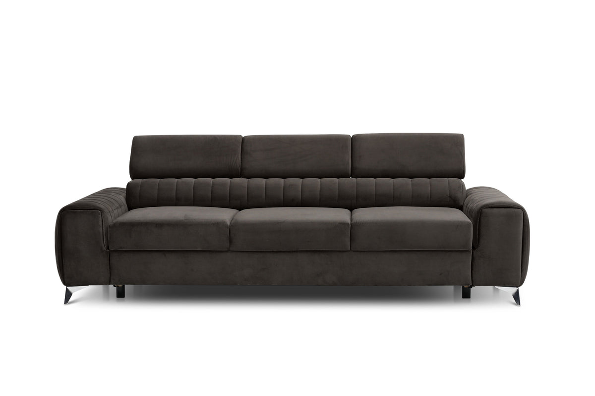 Laurence 3 Seater Velvet Sleeper Sofa - Dark Brown