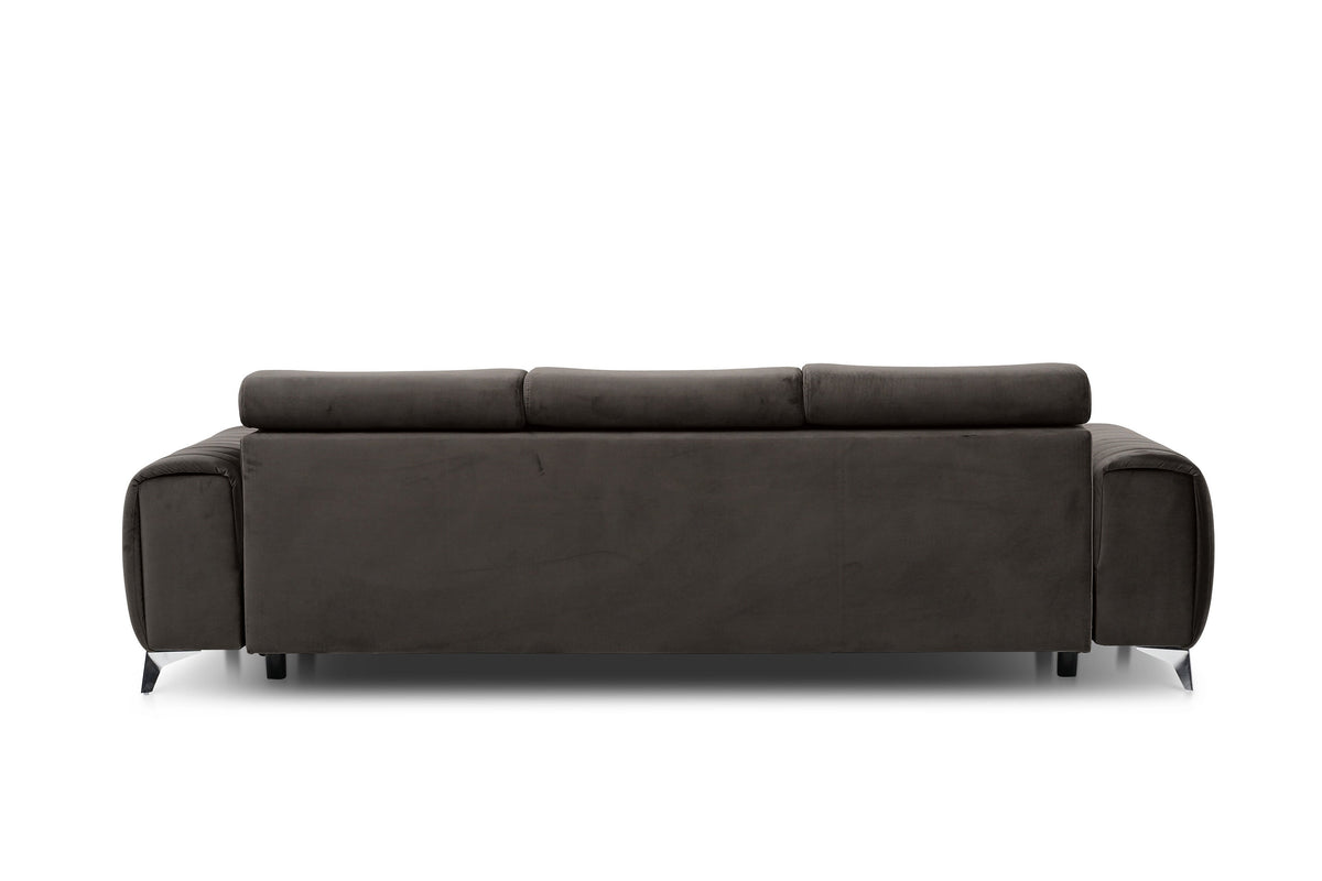 Laurence 3 Seater Velvet Sleeper Sofa - Dark Brown