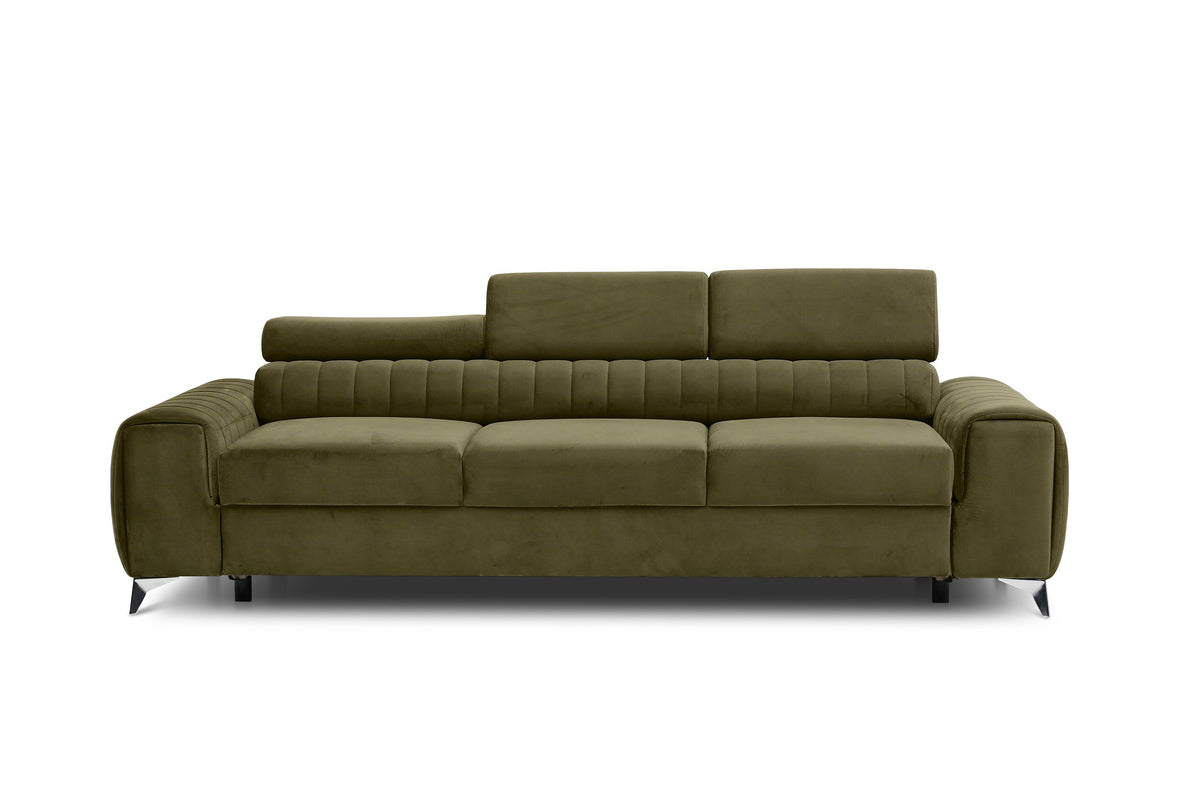 Laurence 3 Seater Velvet Sleeper Sofa - Olive Green