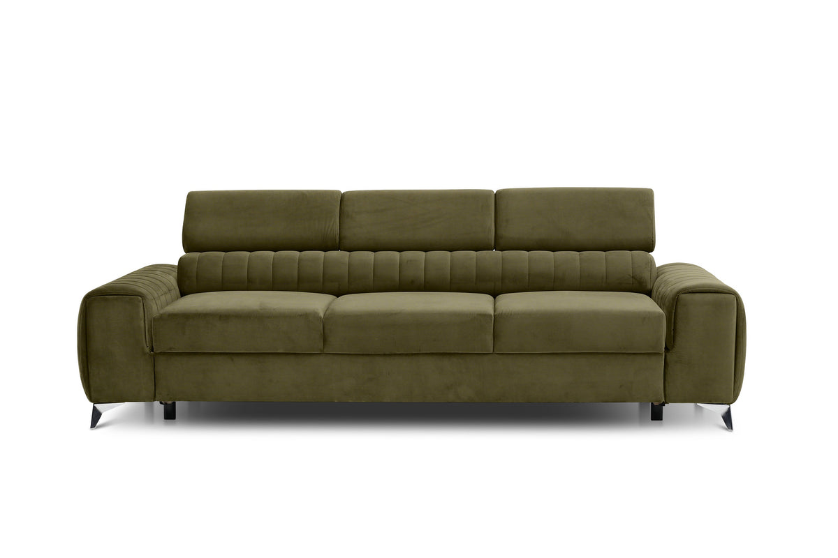Laurence 3 Seater Velvet Sleeper Sofa - Olive Green