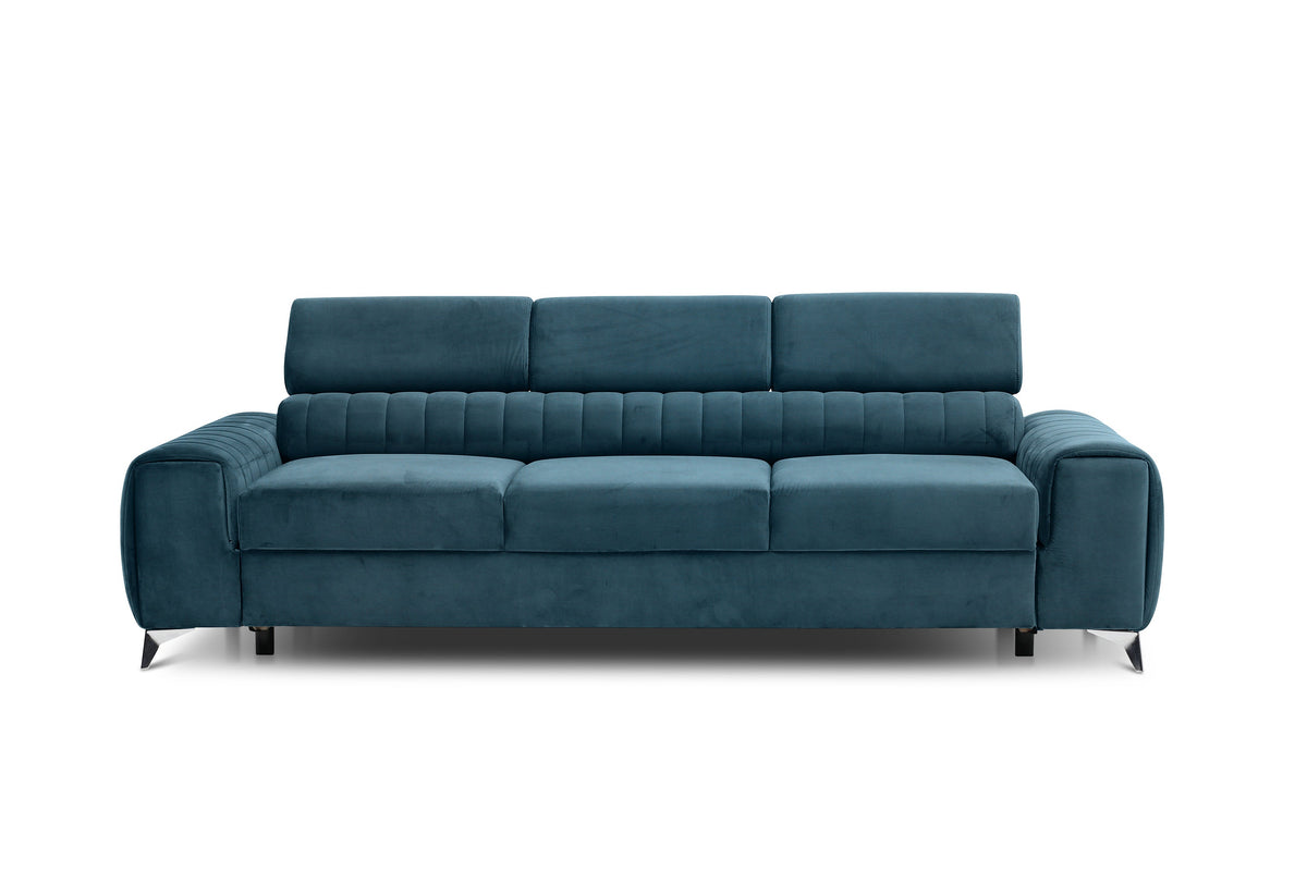 Laurence 3 Seater Velvet Sleeper Sofa - Teal Blue