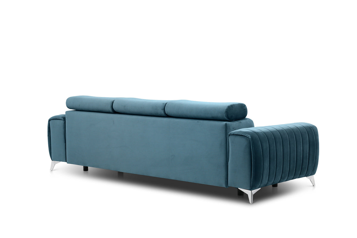 Laurence 3 Seater Velvet Sleeper Sofa - Teal Blue