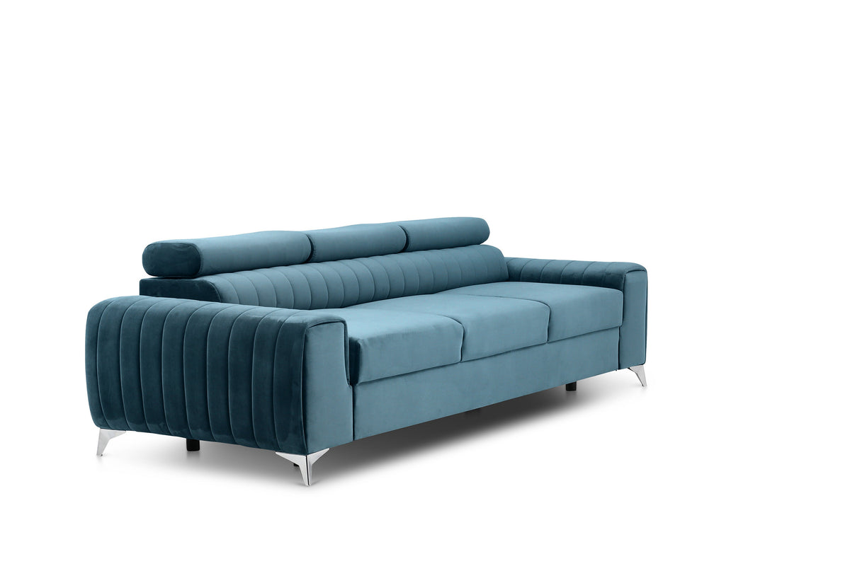 Laurence 3 Seater Velvet Sleeper Sofa - Teal Blue