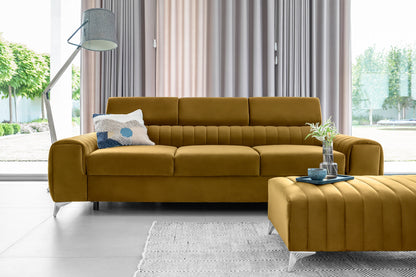 Laurence 3 Seater Velvet Sleeper Sofa - Mustard