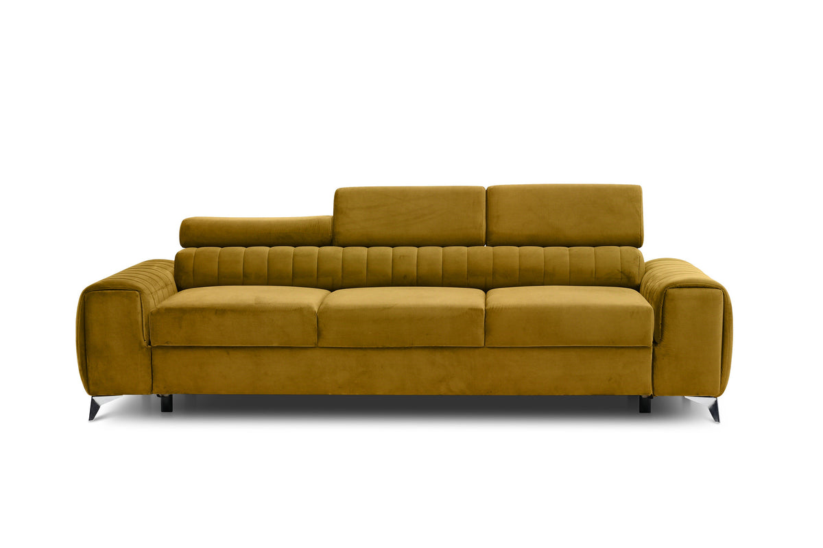 Laurence 3 Seater Velvet Sleeper Sofa - Mustard
