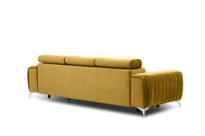 Laurence 3 Seater Velvet Sleeper Sofa - Mustard