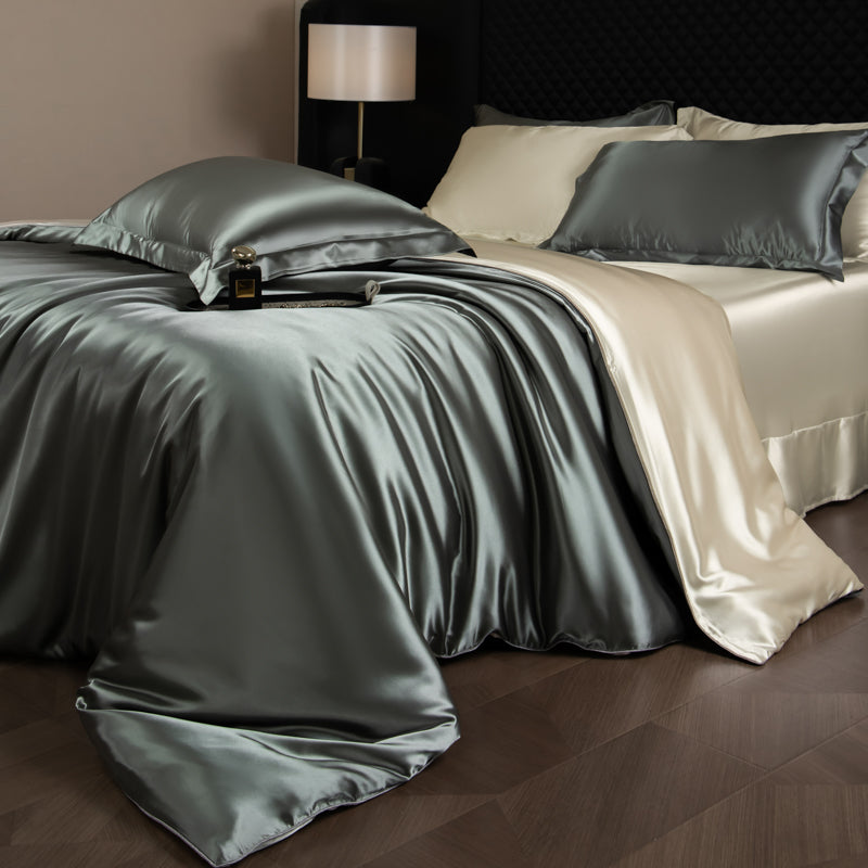 Lustre Luxe Elegant Duvet Set - Army Grey/Beige