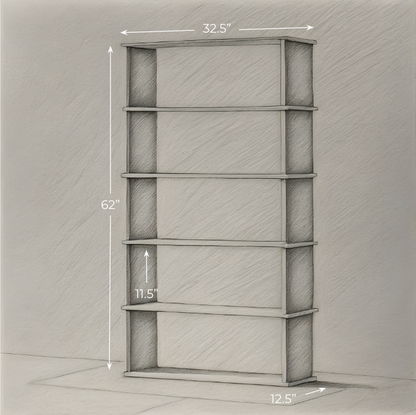 5 shelf bookcase in red oak