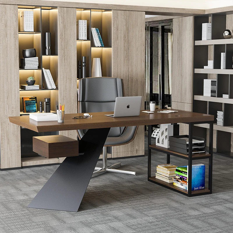 Modern K-Leg Steel Frame Office Desk with 2 Drawers - Pula BLV08