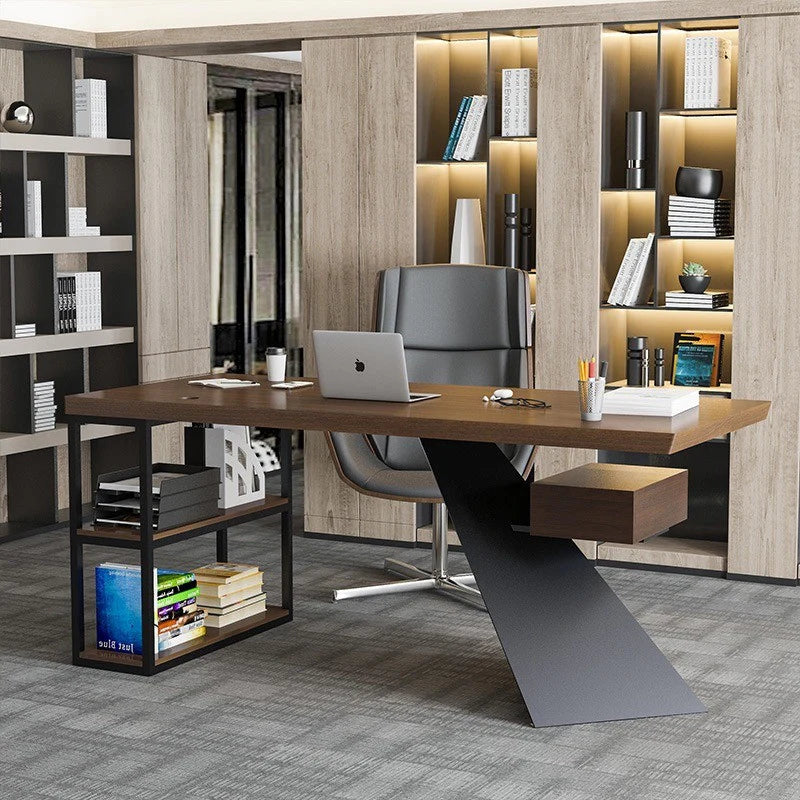 Modern K-Leg Steel Frame Office Desk with 2 Drawers - Pula BLV08