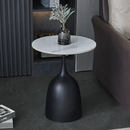 BPT38 Modern Ceramic Top Side Table with Steel Base