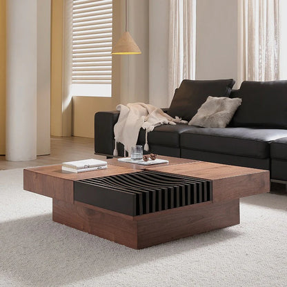 BT65 Square Wooden Coffee Table with 4 Storage Drawers
