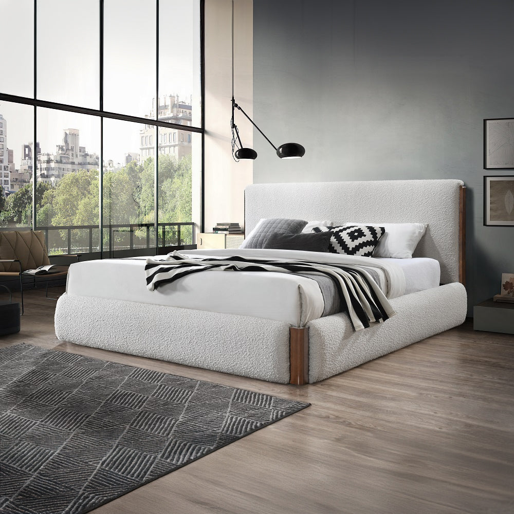 Reggie Upholstered Platform Bed - Cream