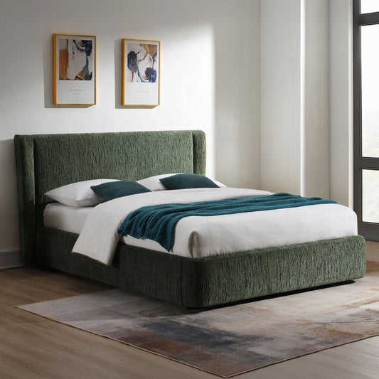 Purus Upholstered Platform Bed - Moss Green