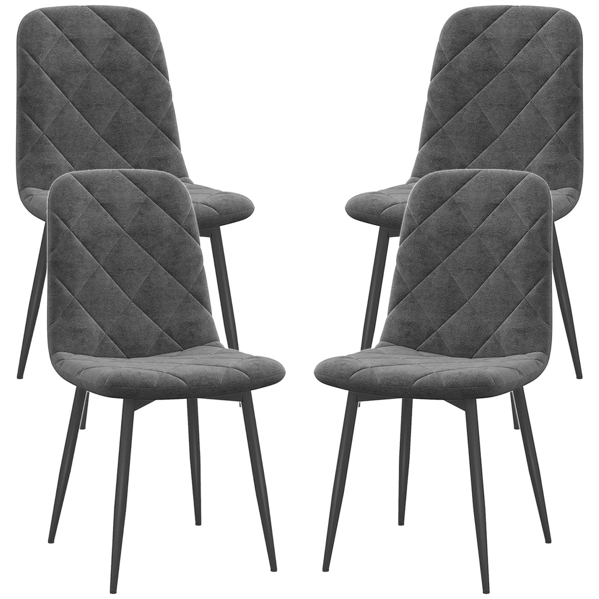 Arbor Upholstered Dining Chairs with Steel Legs-Set of 4-Grey
