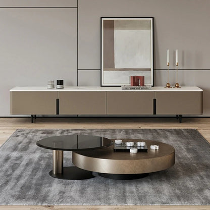 BT35 Round Coffee Table Set with Tempered Glass & Storage