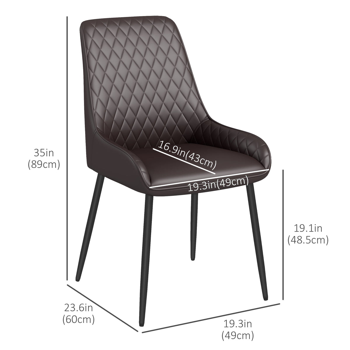 Blake Vegan Leather Modern Dining Chairs with Diamond Tufting-Set of 4-Brown
