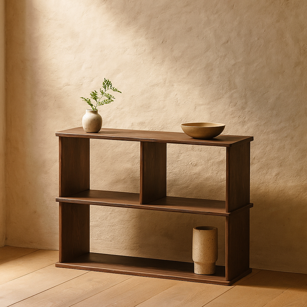 Console bookcase in walnut