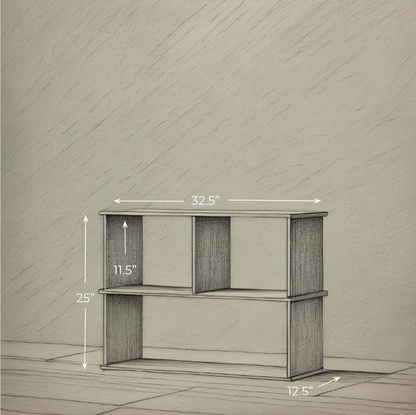 Console bookcase in white oak