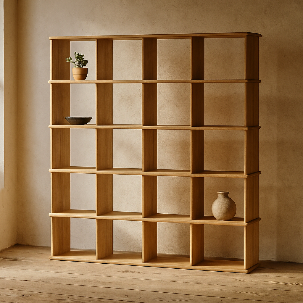Cube bookshelf in white oak