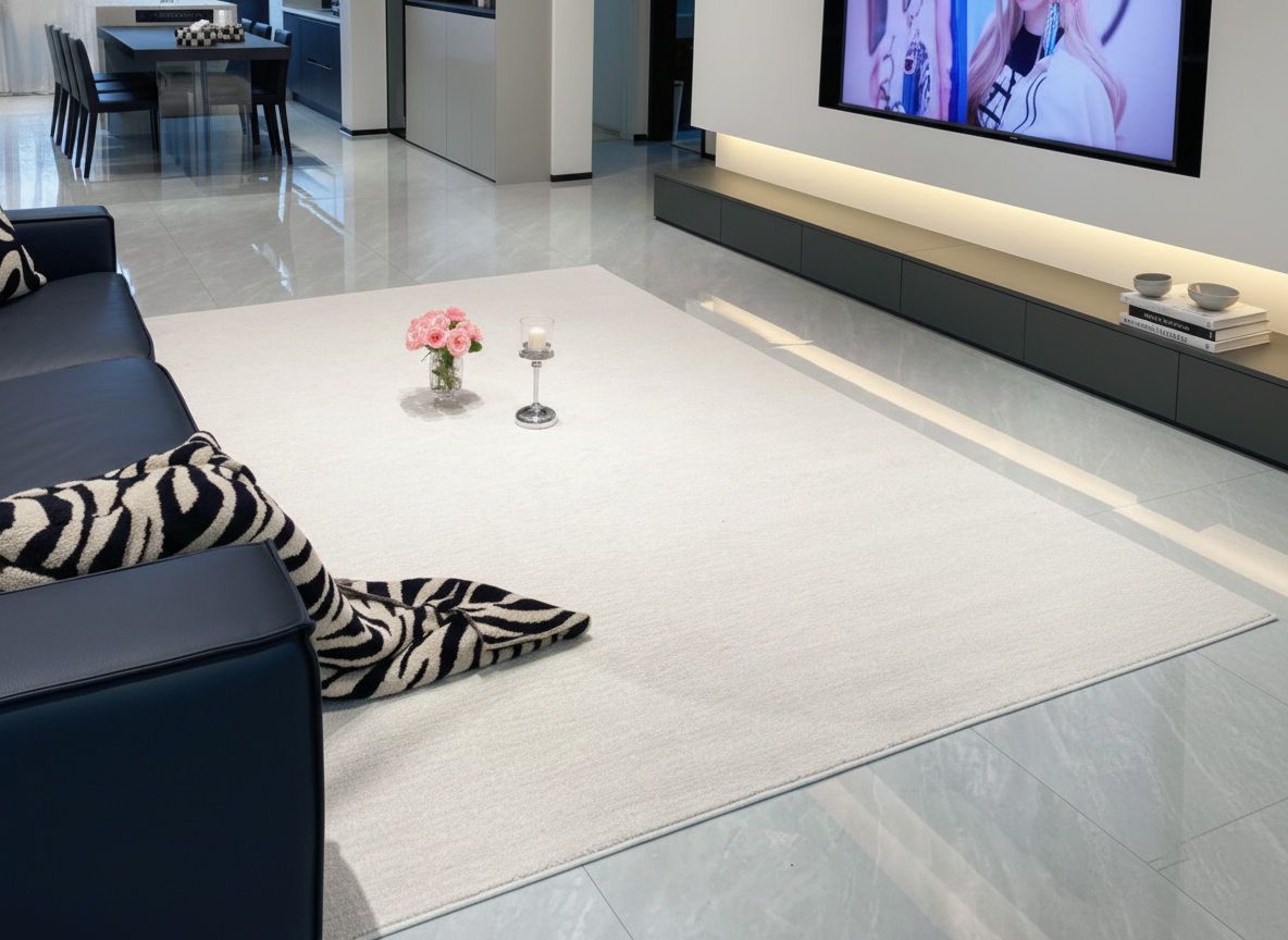 Cloud White Textured Diatom Silk Rug