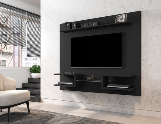 Augusta Modern Floating Shelved Entertainment Center - Black