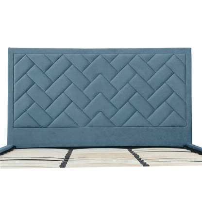 Gallagher Upholstered Velvet Platform Bed - Blue