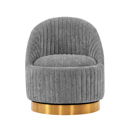 Pumpkin Swivel Chenille Accent Chair - Grey/Gold